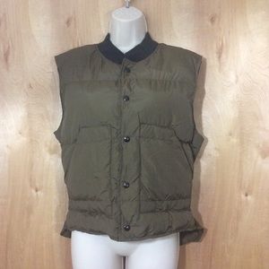 Vtg SCHOTT Khaki Goose Down Puffer Vest M